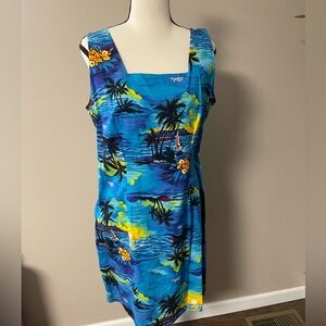 Vintage | Royal Creations Hawaii Cotton Tropical Palm Tree Mini Dress M/L